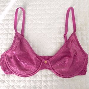 NATORI Lace Bra NEW Unlined Fuchsia Gold 32C